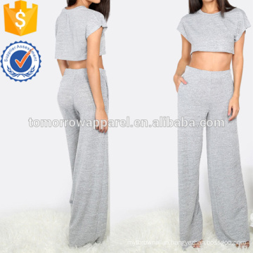 Crop Top With Pocket Wide-Leg Pants Manufacture Wholesale Fashion Women Apparel (TA4022SS)